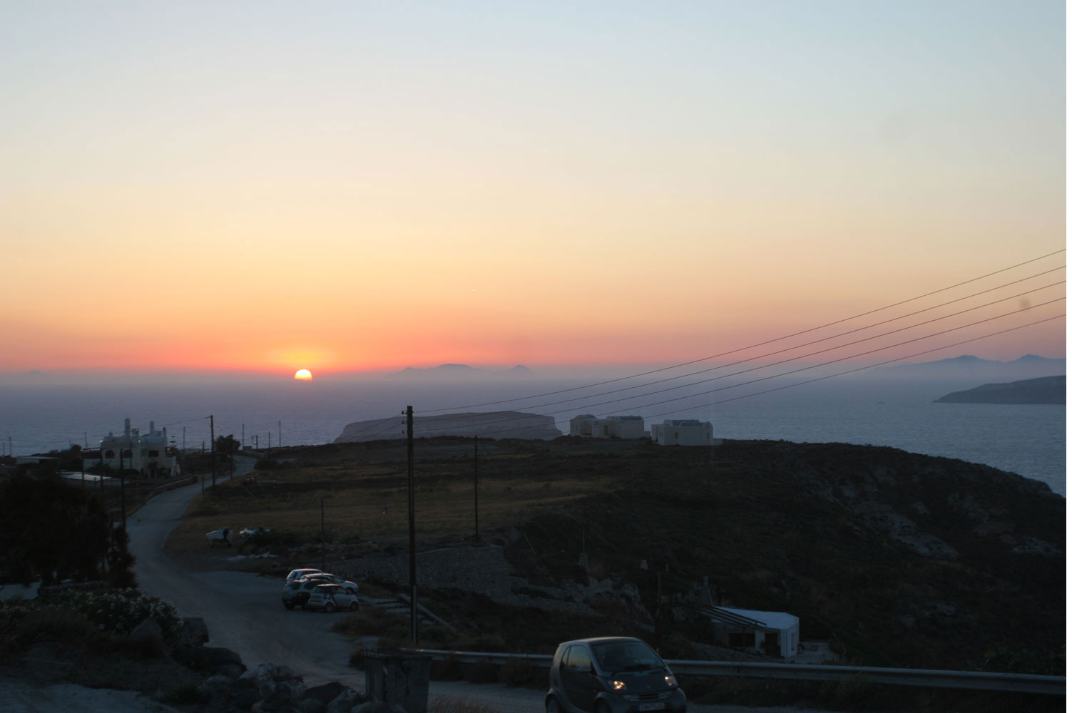 Coucher de soleil sur la pointe sud, Santorin